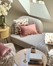 Set of 2 Decorative Cushions KASRA 45 x 45 cm Faux Fur Light Beige Abstract Pattern_1035905