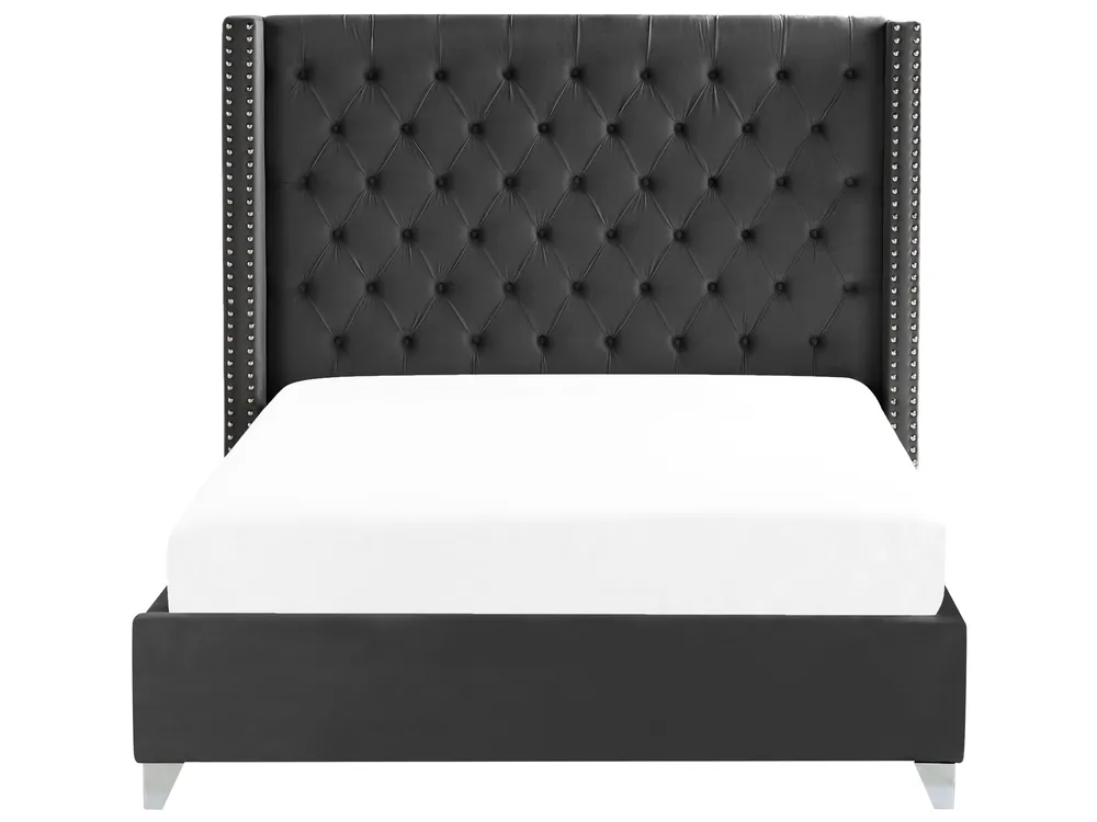 Bed Velvet LUBBON 160 x 200 cm (EU King Size) Black_832366