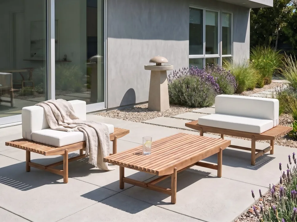Garden Lounge Set with Table 2 Seater GIAVENO Acacia Wood Off-White_958720