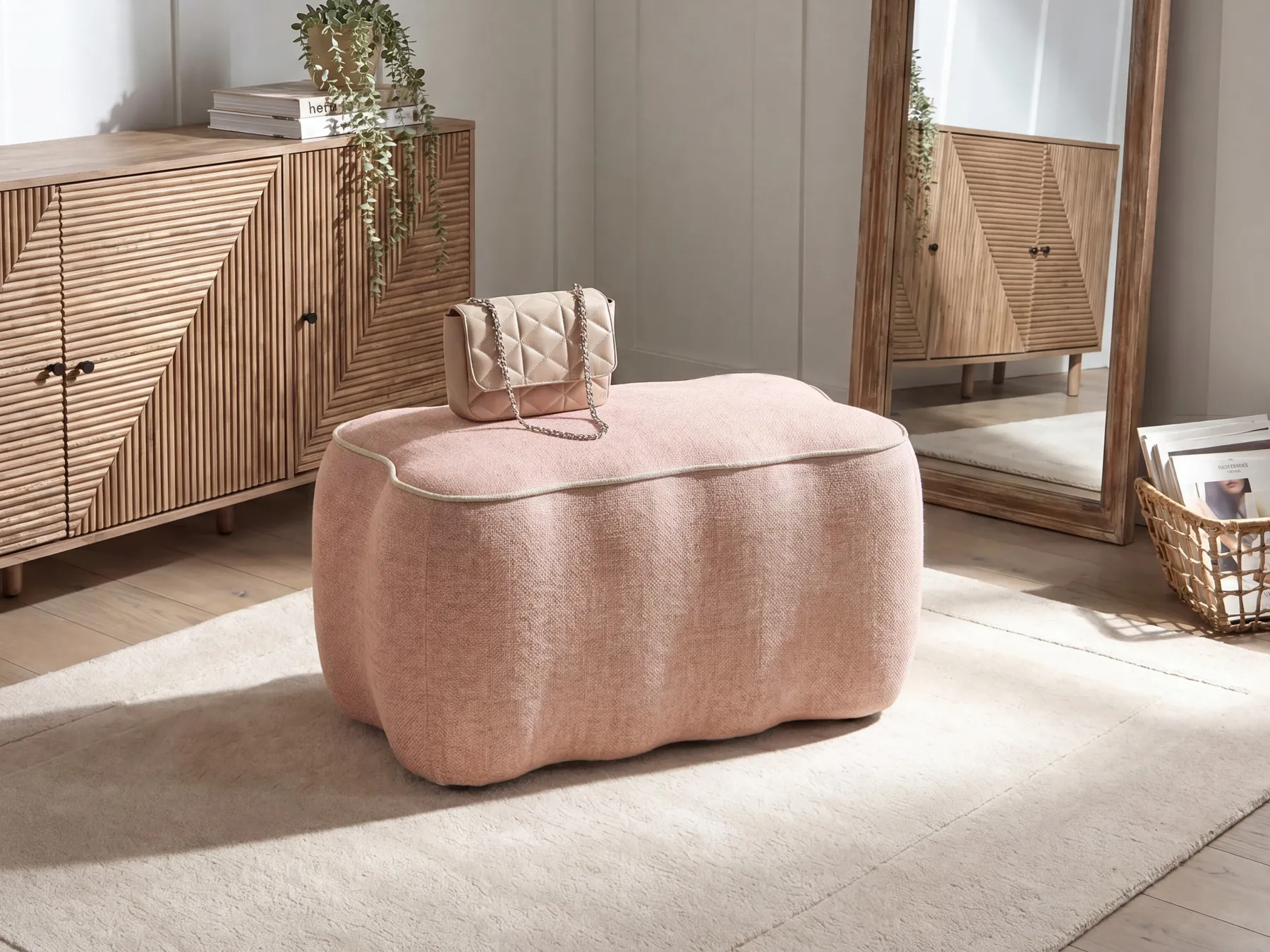 Upholstered Bench JUNO Fabric Pink_1082158