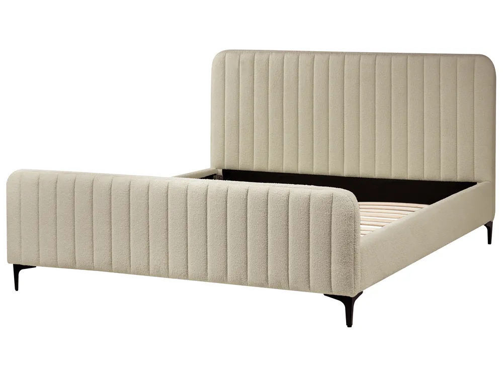Bed Boucle LUNAN 160 x 200 cm (EU King Size) Beige_960720