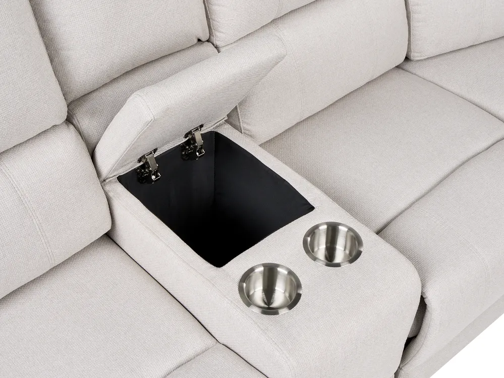 Manual Recliner Corner Sofa 5 Seater ROKKE Fabric Off-White Light Beige Left Hand_1105416