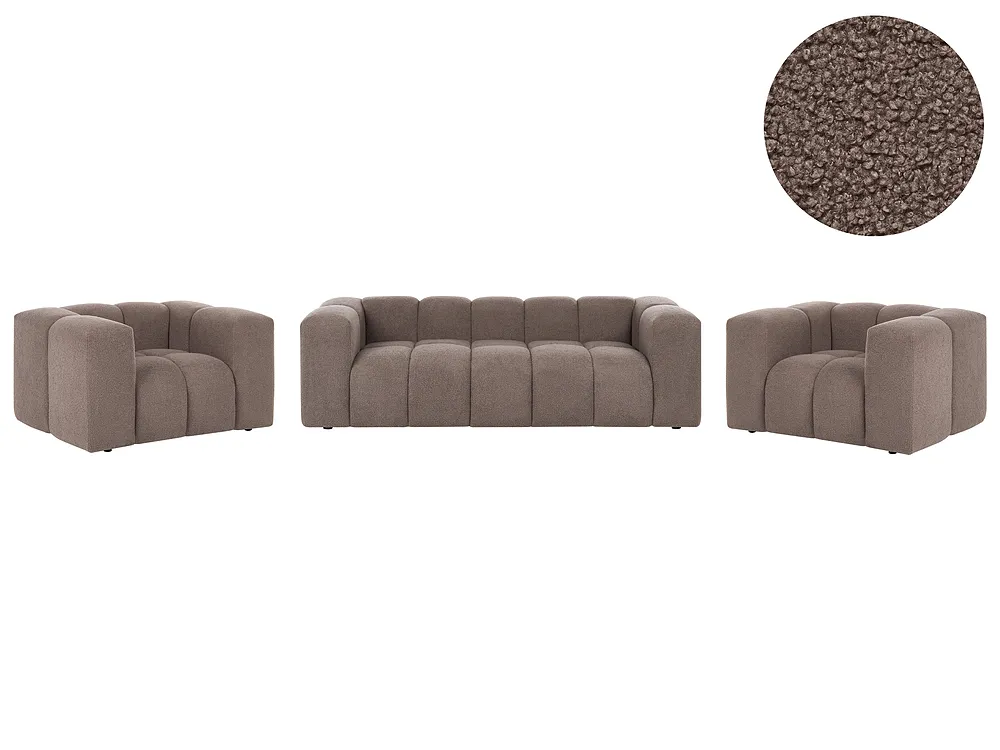 Sofagruppe 5-seters ANTOLA Bouclé Gråbrun