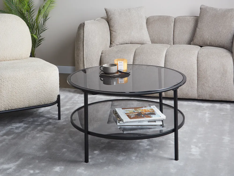 Coffee Table TELLAKA Tempered Glass Black_998683