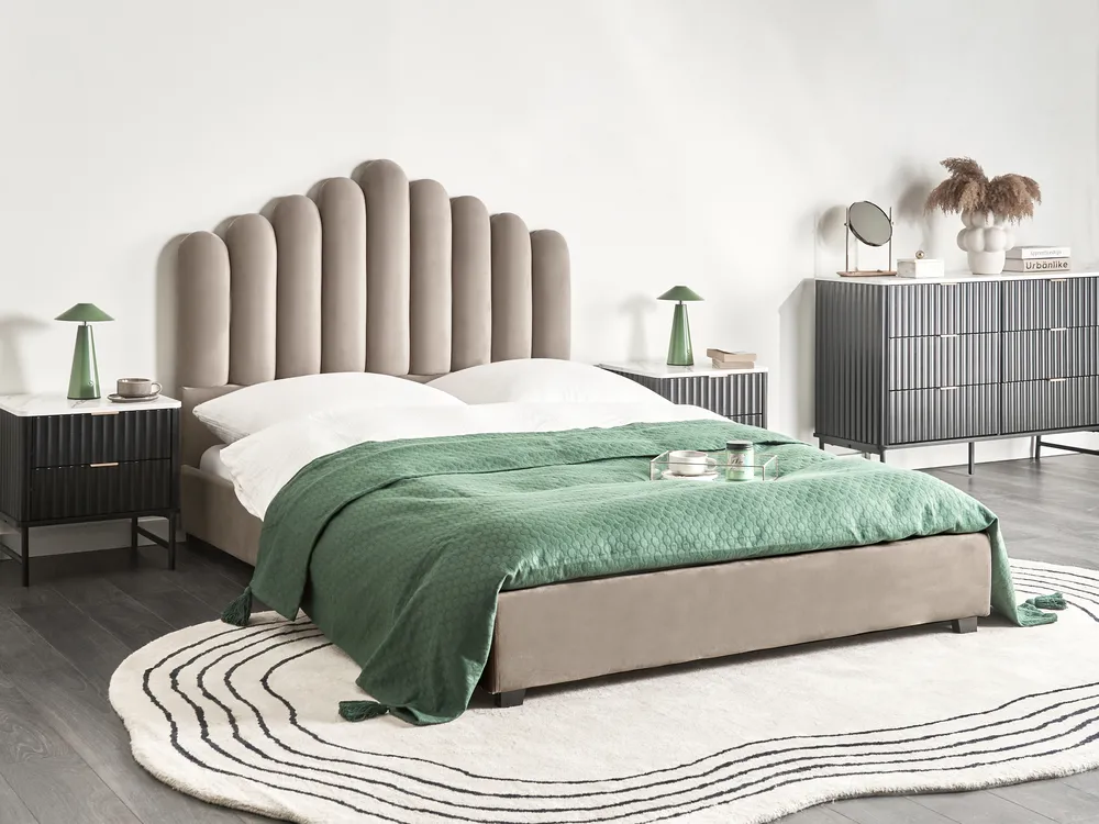 Waterbed Velvet VINCENNES 140 x 200 cm (EU Double) Taupe
