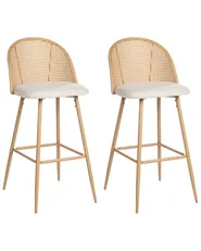 Set of 2 Bar Chairs CORNELL Metal Light Brown_951894