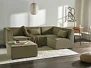 Modulær hjørnesofa 4-seters LEMVIG med fotskammel Kordfløyel Grønn Venstrevendt_1188311