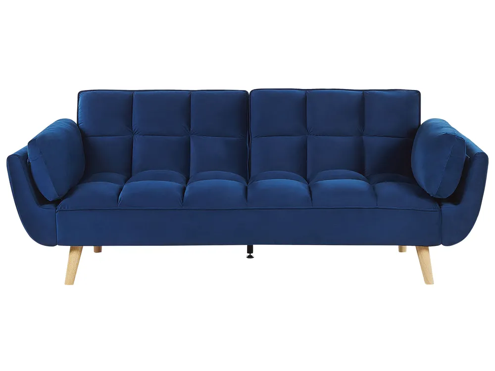 Sofa Bed 3 Seater ASBY Velvet Navy Blue