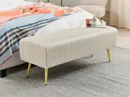 Upholstered Bench PATERSON Velvet Off-White_860456