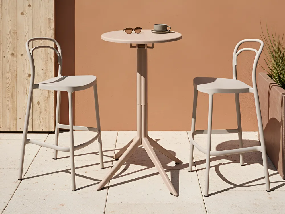 Garden Bar Table LEGRENA 60 cm 60 cm Beige
