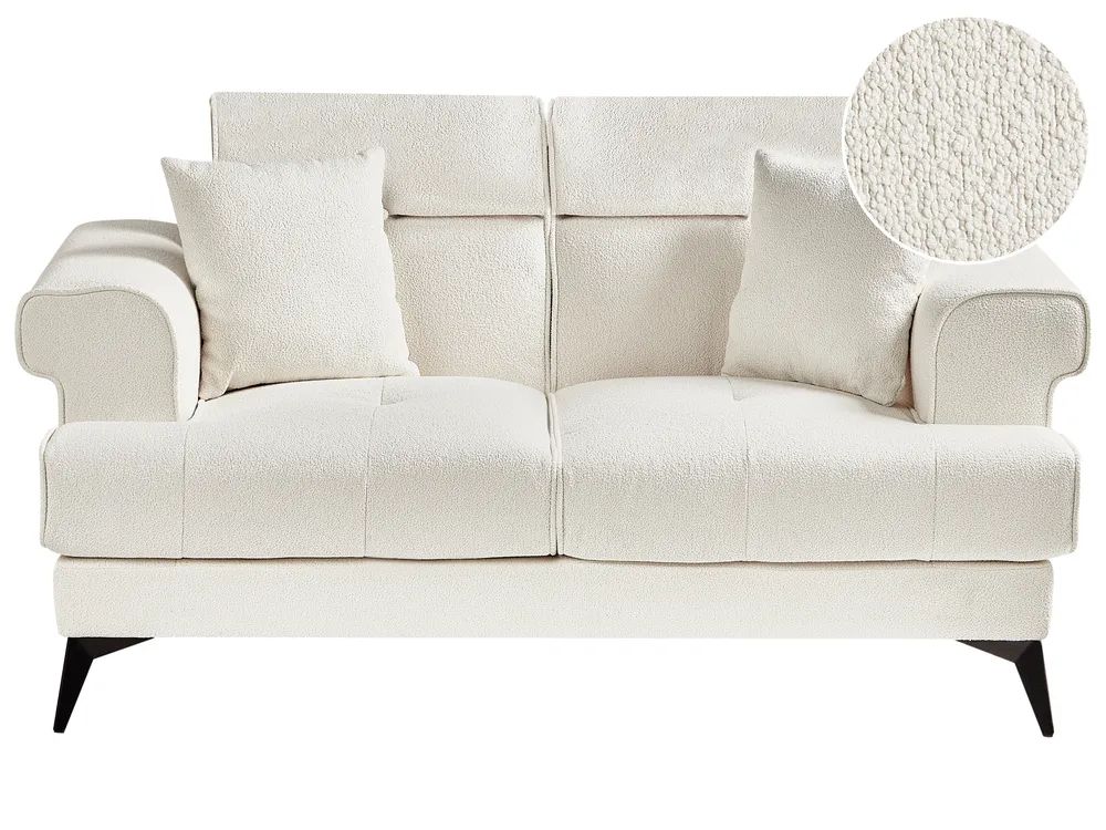 Sofa 2 Seater SKIVE Boucle White
