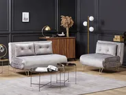 Single Sofa Bed VESTFOLD Velvet Grey_808675