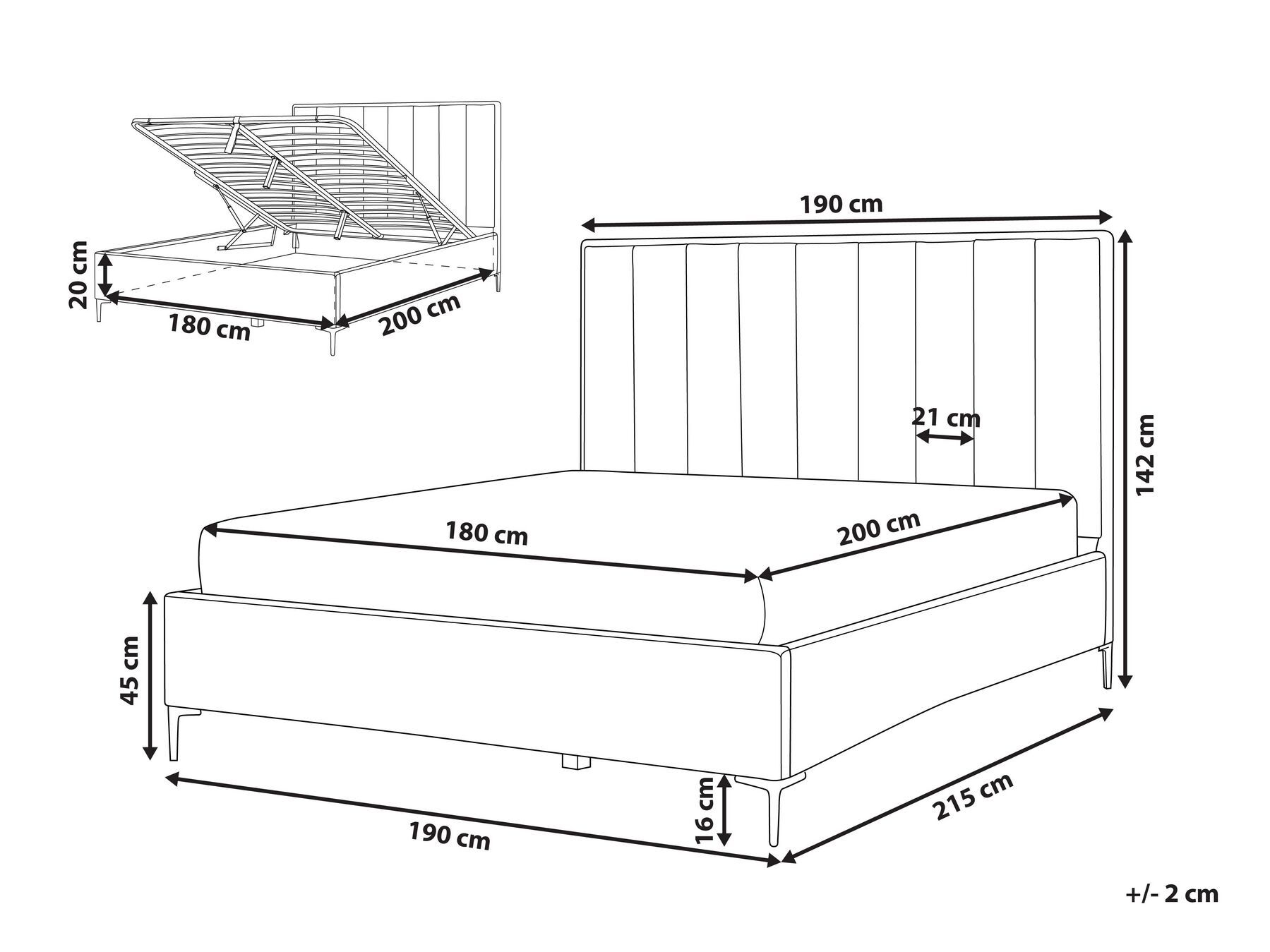 Ottoman Bed SEZANNE Boucle Off-White 180 x 200 cm (EU Super King)_939811