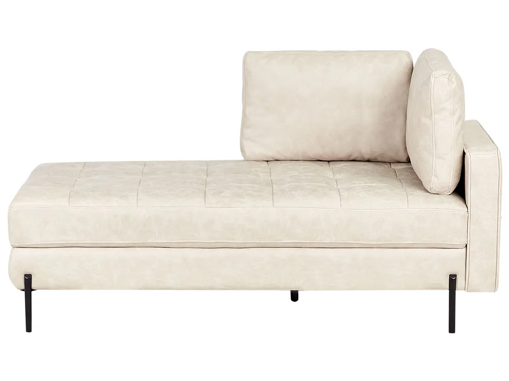 Right-Hand Chaise Longue REBAIS Faux Leather Light Beige