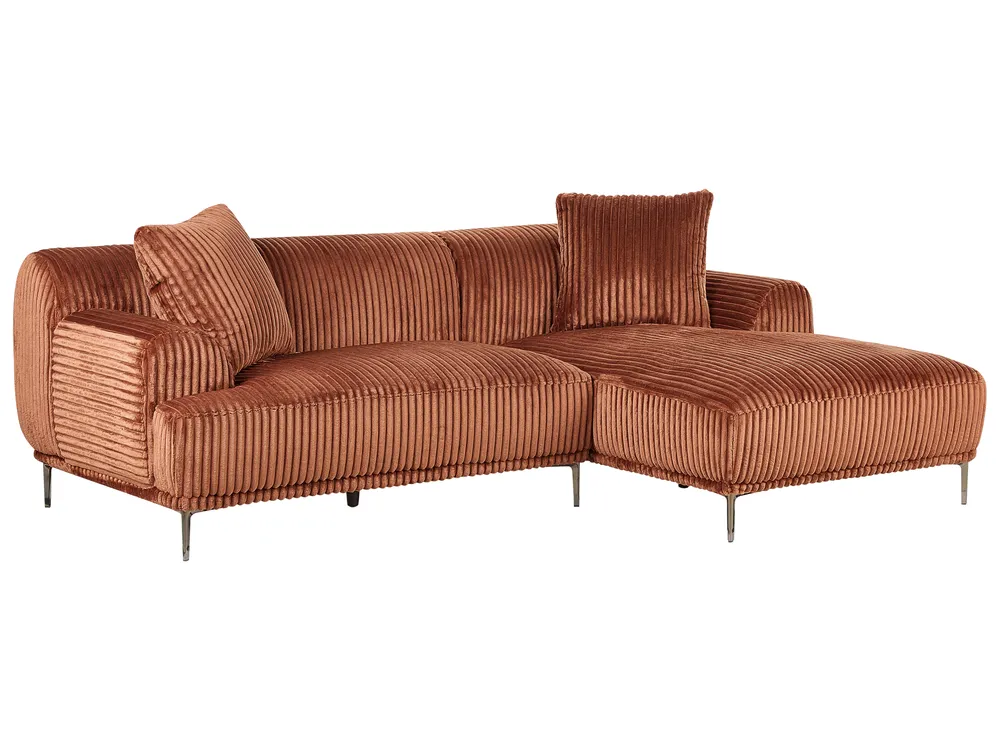 Corner Sofa STENUM Corduroy Brown Right Hand_972348