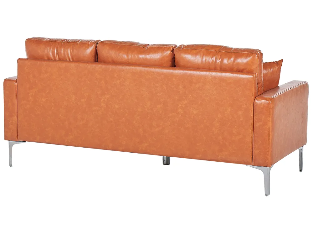 Soffa 3-sits GAVLE Konstläder Guldbrun_729855
