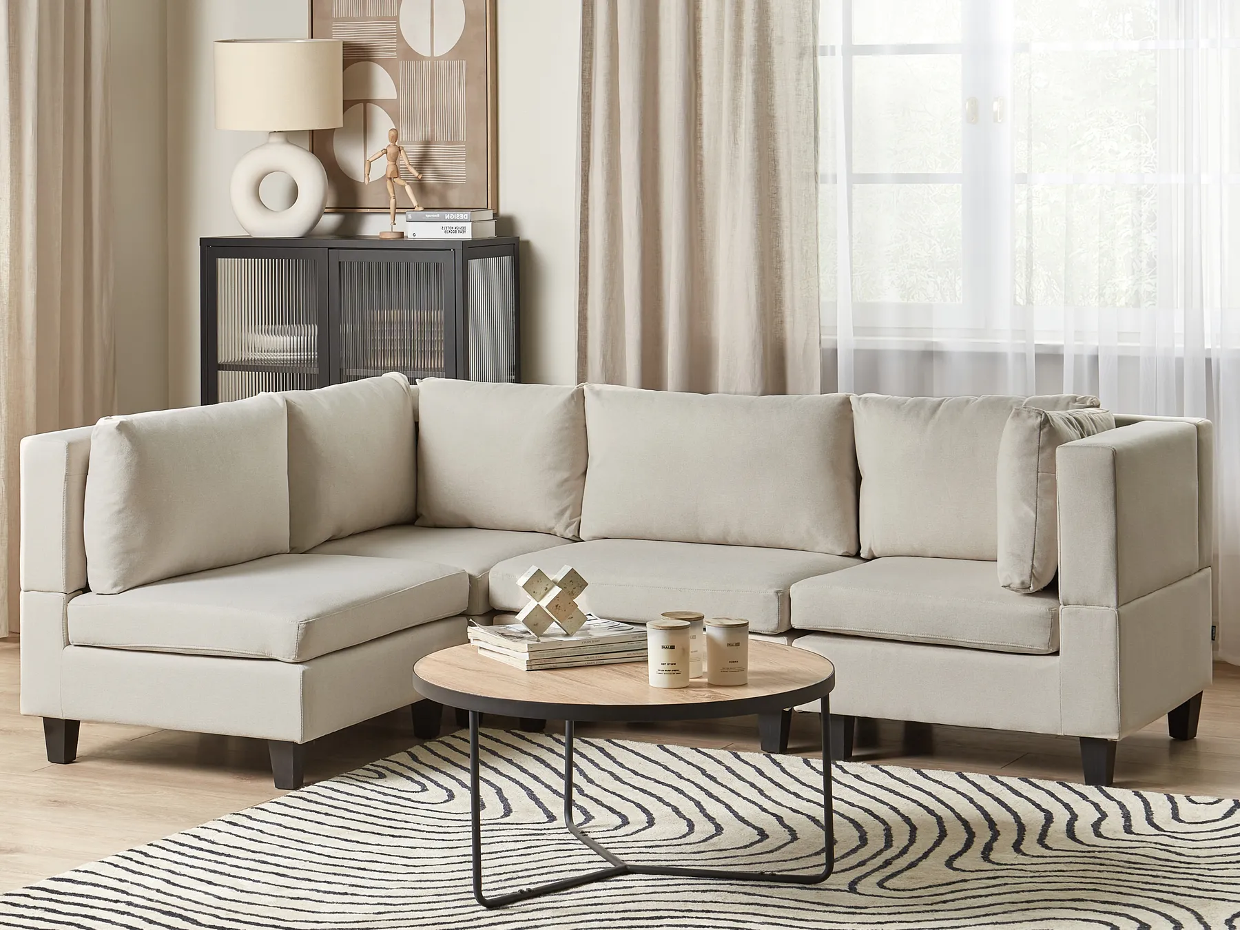 Moduulikulmasohva 4-istuttava UNSTAD Kangas Vaaleanbeige Oikea_925282