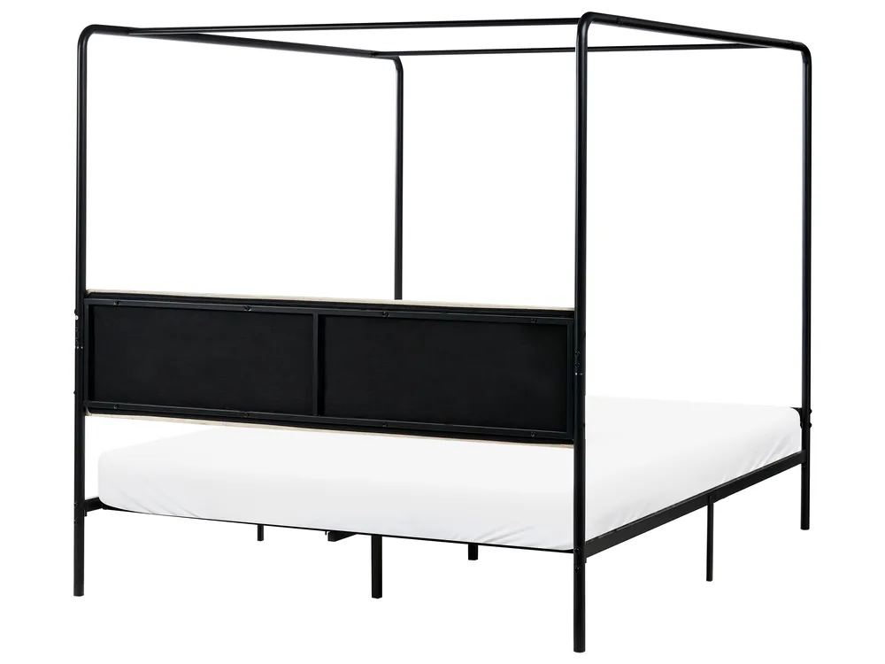 Four Poster Bed Metal MIRABEAU 160 x 200 cm (EU King Size) Black_1033521