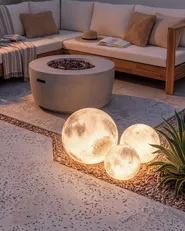 Set of 3 Outdoor LED Ball Lamps LUNICE with Remote Off-White_1105836