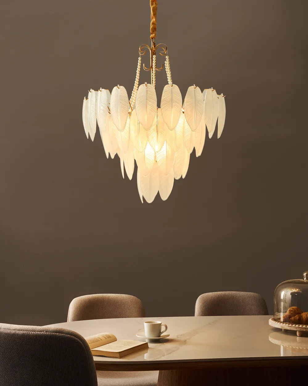 Chandelier YAUCA Glass Brass