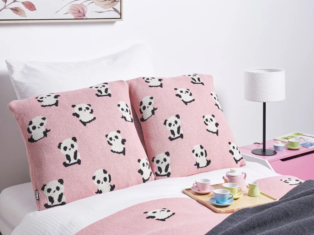 Set of 2 Decorative Cushions TALOKAN Cotton 45 x 45 cm Pink