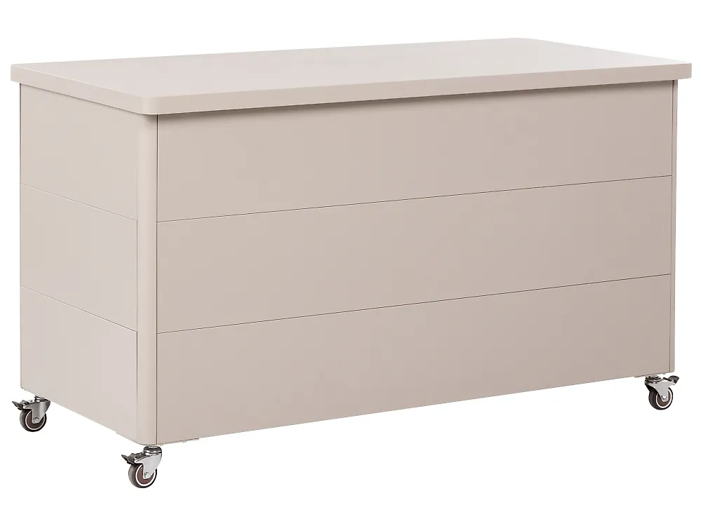 Oppbevaringsboks KYMI 136 cm 55 cm Metall med hjul Beige_1172871