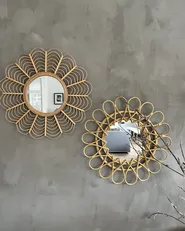 Wall Mirror BABAI 60 cm 60 cm Rattan Natural_859579