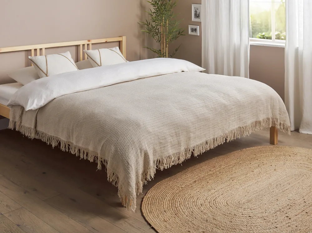 Cotton Bedspread Grey YERBENT Various Sizes