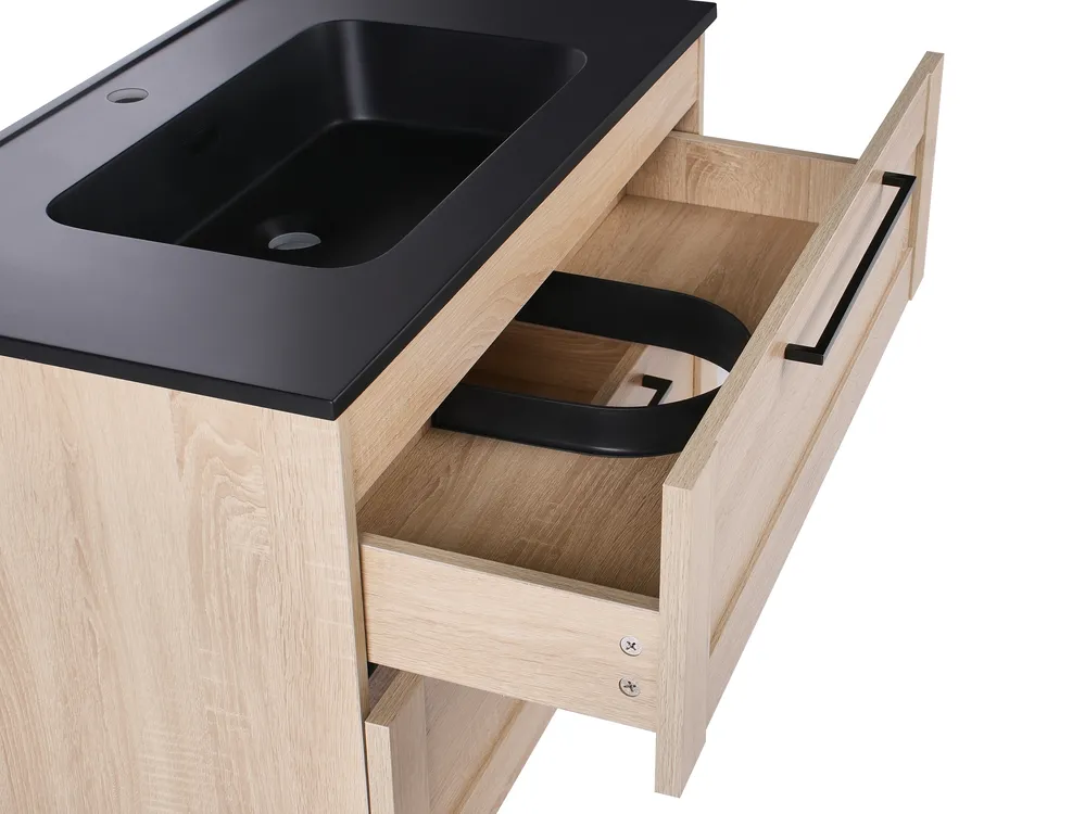 Wall Mounted Vanity Unit with Basin TARIJA Light Brown_1005852