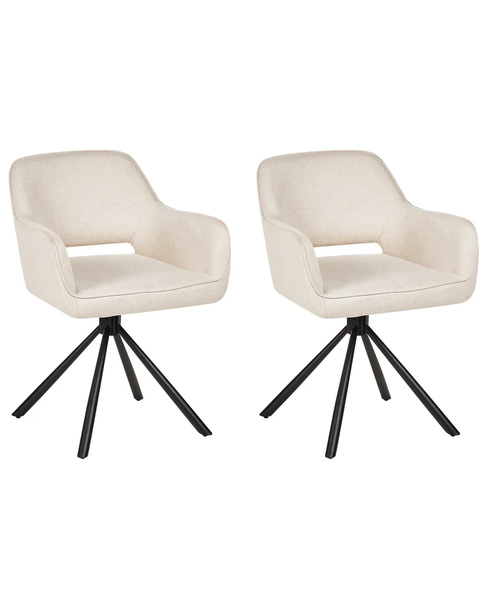 Set of 2 Dining Chairs Swivel LOURES Fabric Light Beige