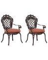 Set of 2 Garden Chairs with Cushions LIZZANO Metal Dark Brown