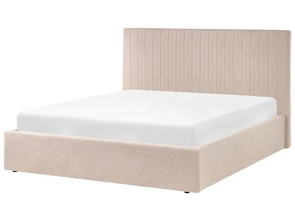 Säng med förvaring VION Bouclé Beige 160 x 200 cm_1042719