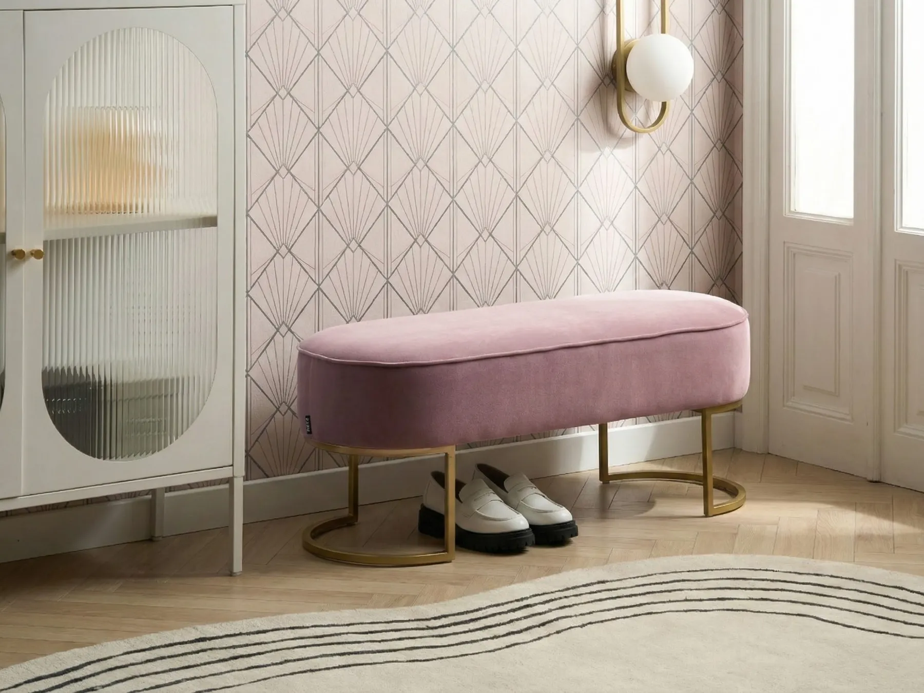 Bänk MILRY Sammet Rosa_1041986