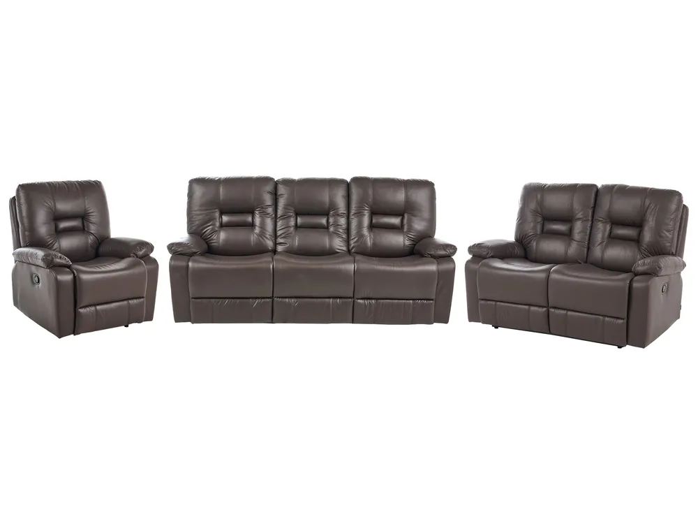 Soffgrupp med manuell reclinerfunktion 6-sits BERGEN Konstläder Brun_1086650