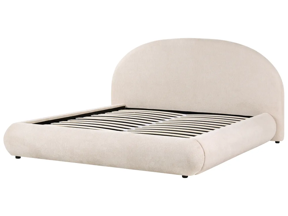Ottoman Bed GRASSE Fabric Light Beige 180 x 200 cm (EU Super King)_1056362