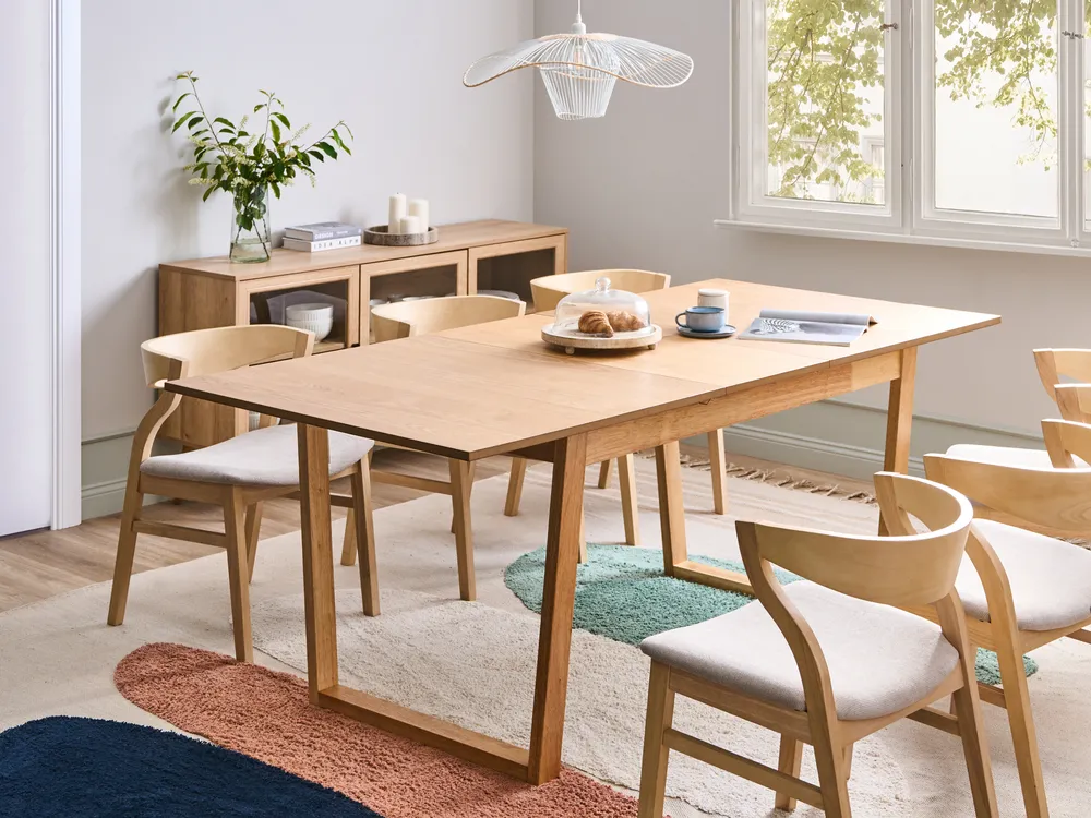 Extending Dining Table CAMDEN Light Ash Wood 160/200 cm 95 cm