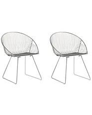 Set of 2 Dining Chairs AURORA Metal Silver_702512