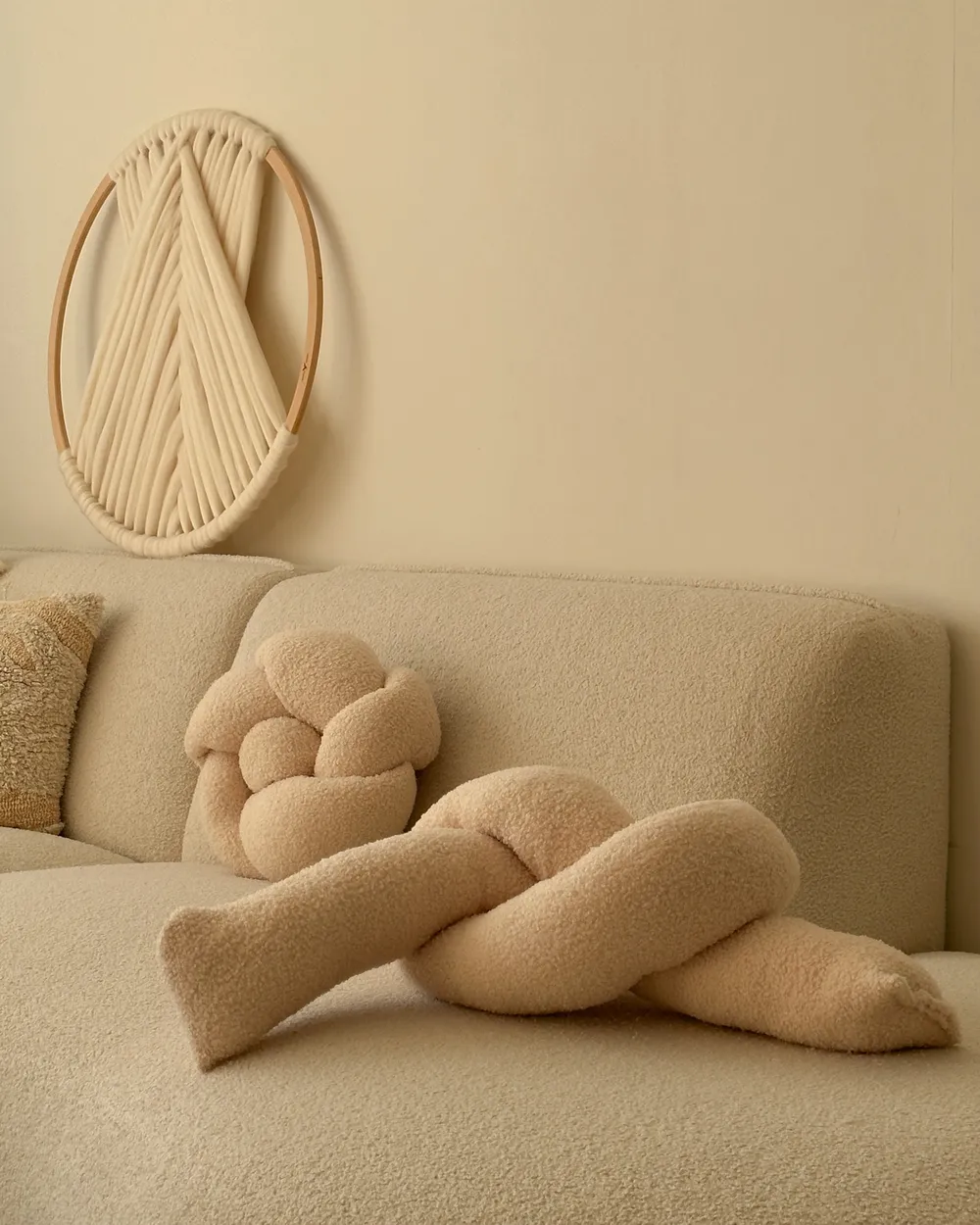 Throw Cushion GLADIOLUS 172 x 14 cm Boucle Beige Solid_948533
