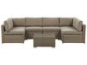Garden Corner Sofa with Table 6 Seater BELVEDERE PE Rattan Brown
