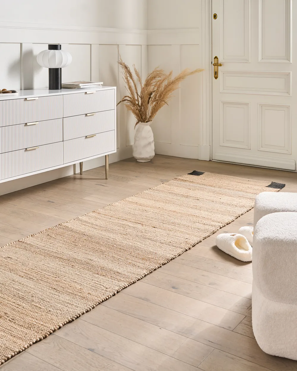 Rug AMRAVATI Black/ Beige 80 x 300 cm Jute