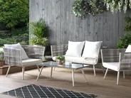 Garden Lounge Set with Table 4 Seater RAGUSA PE Rattan Off-White_1043491