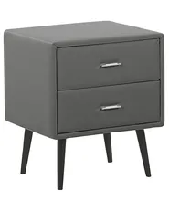 2 Drawer Bedside Table ESSONNE Faux Leather Grey_789018