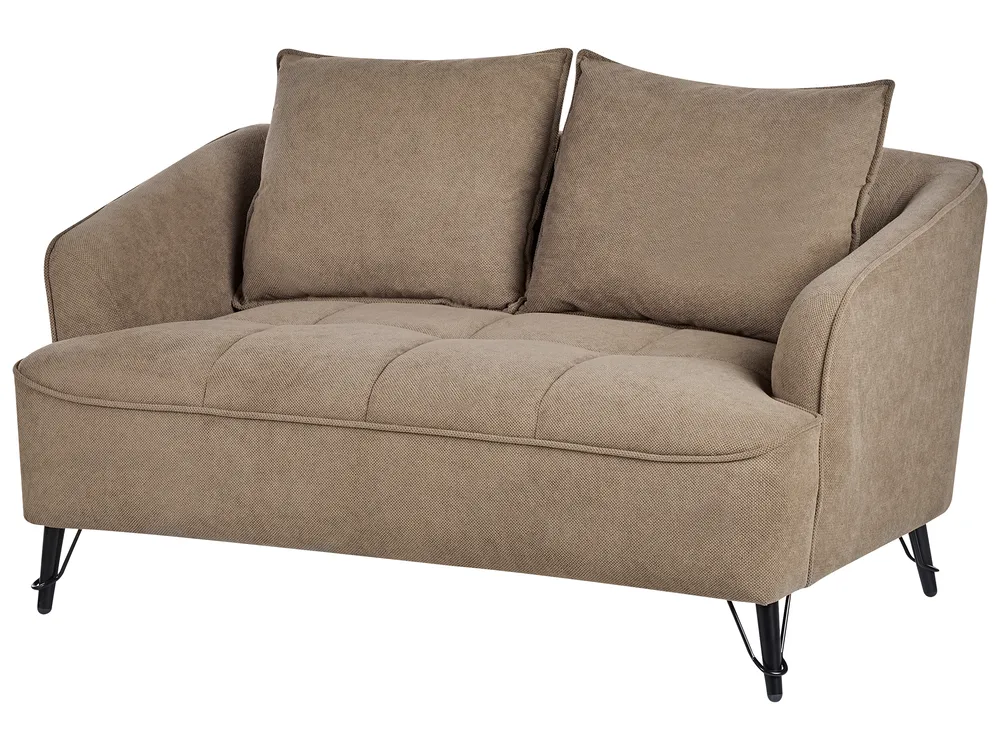 Living Room Set 5 Seater HOBRO Fabric Brown_949734