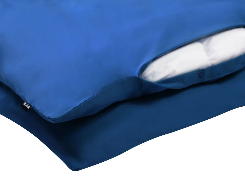 Duvet Cover Set HARMONRIDGE 155 x 220 cm Sateen Cotton Dark Blue_815021