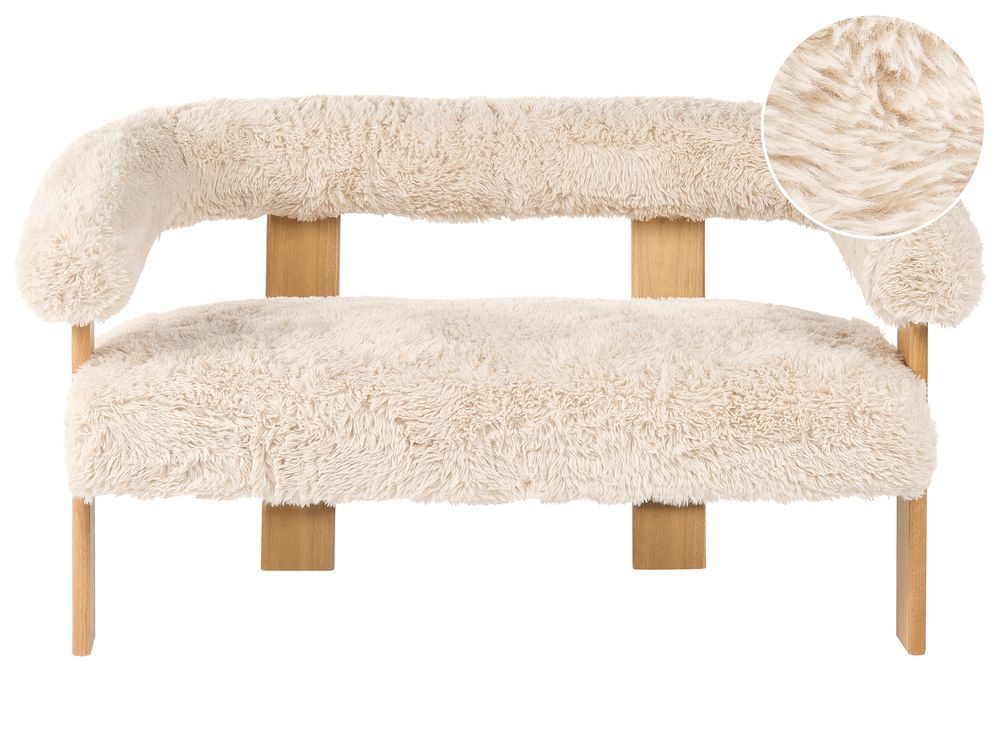 Sofa 2-seters ILBRO Fuskepels Off-White/lysebrun
