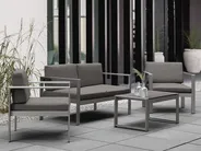 Garden Lounge Set with Table 4 Seater SALERNO Metal Dark Grey_797753