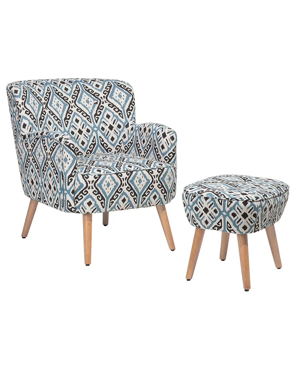 Armchair TUMBA with Footstool Fabric Multicolour