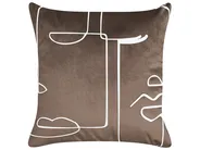 Set of 2 Decorative Cushions PHILODENDRON 45 x 45 cm Velvet Brown Abstract Pattern_830030