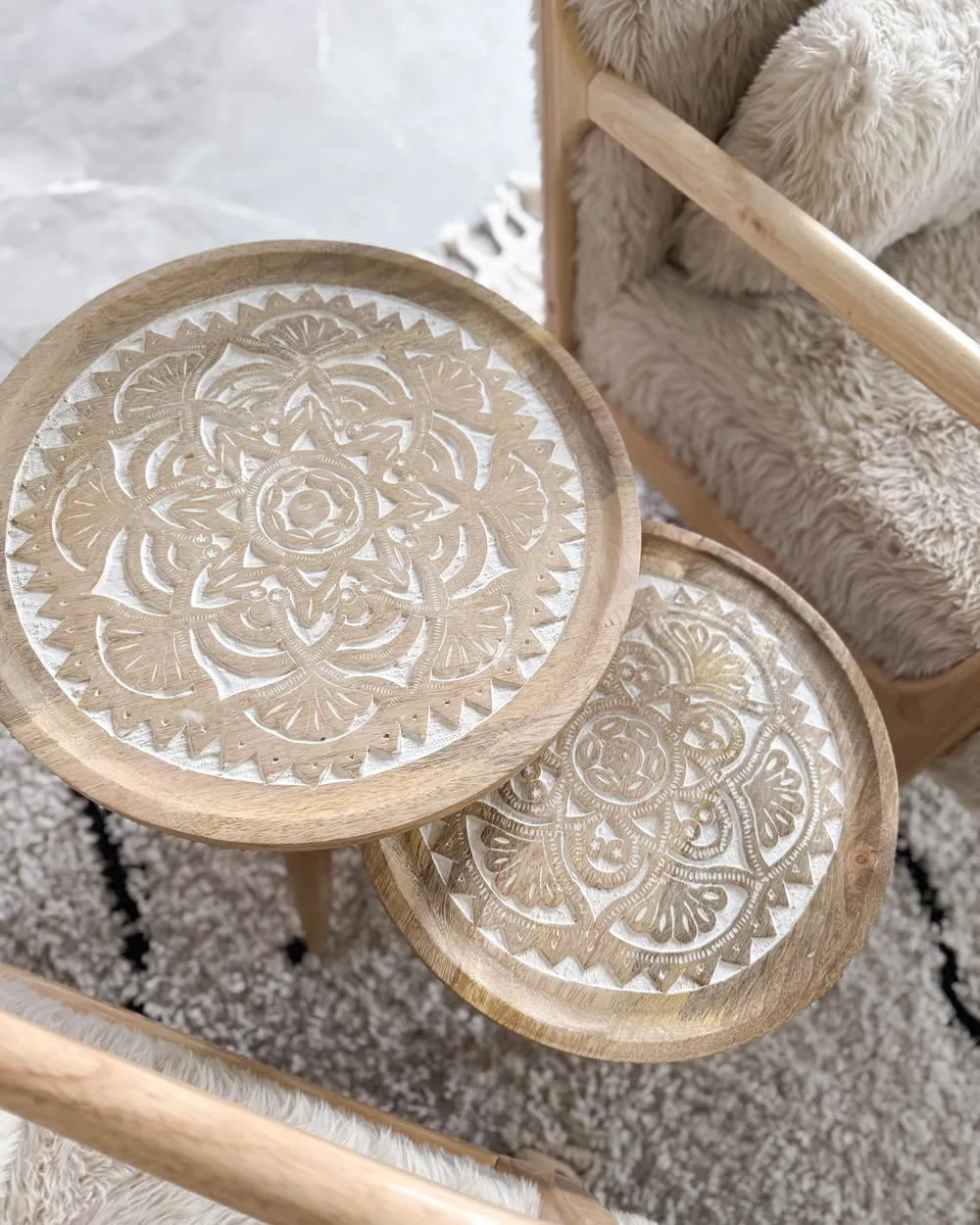 Set of 2 Side Tables SAKITA Mango Wood Brown/ White_1036068
