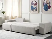 Corner Sofa Bed 3 Seater LUSPA with Storage Fabric Light Grey Right Hand_901006